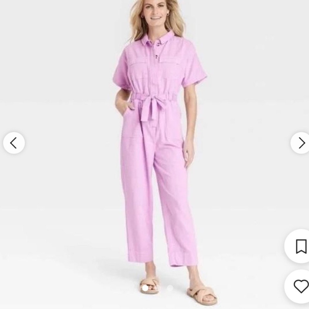 Women’s Purple Short-Sleeve Utility Jumpsuit